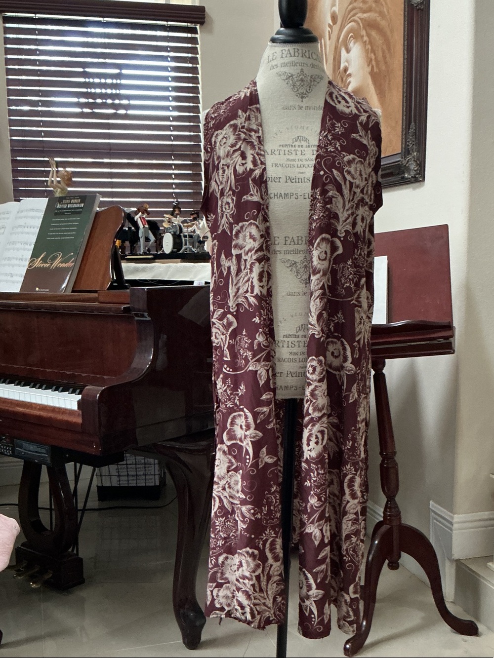 LuLaRoe Burgundy and Cream Floral Cover up